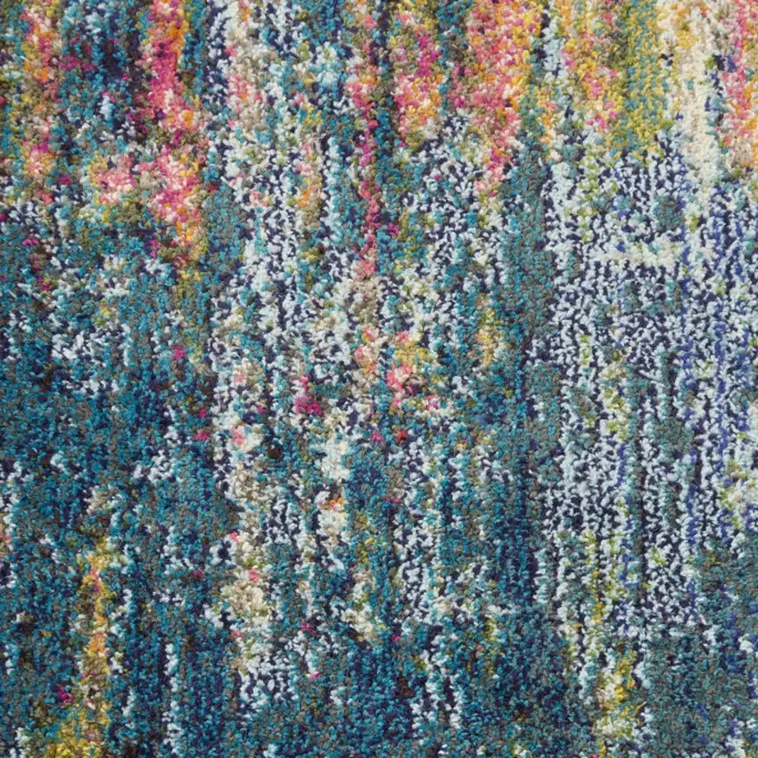 10' Blue And Yellow Abstract Runner Rug Photo 6