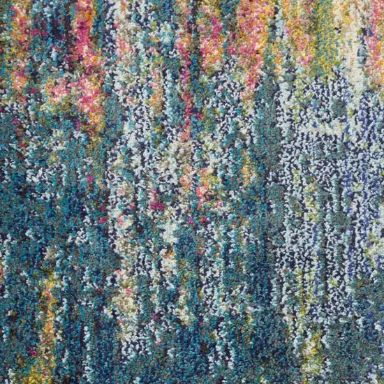 10' Blue And Yellow Abstract Runner Rug Photo 6