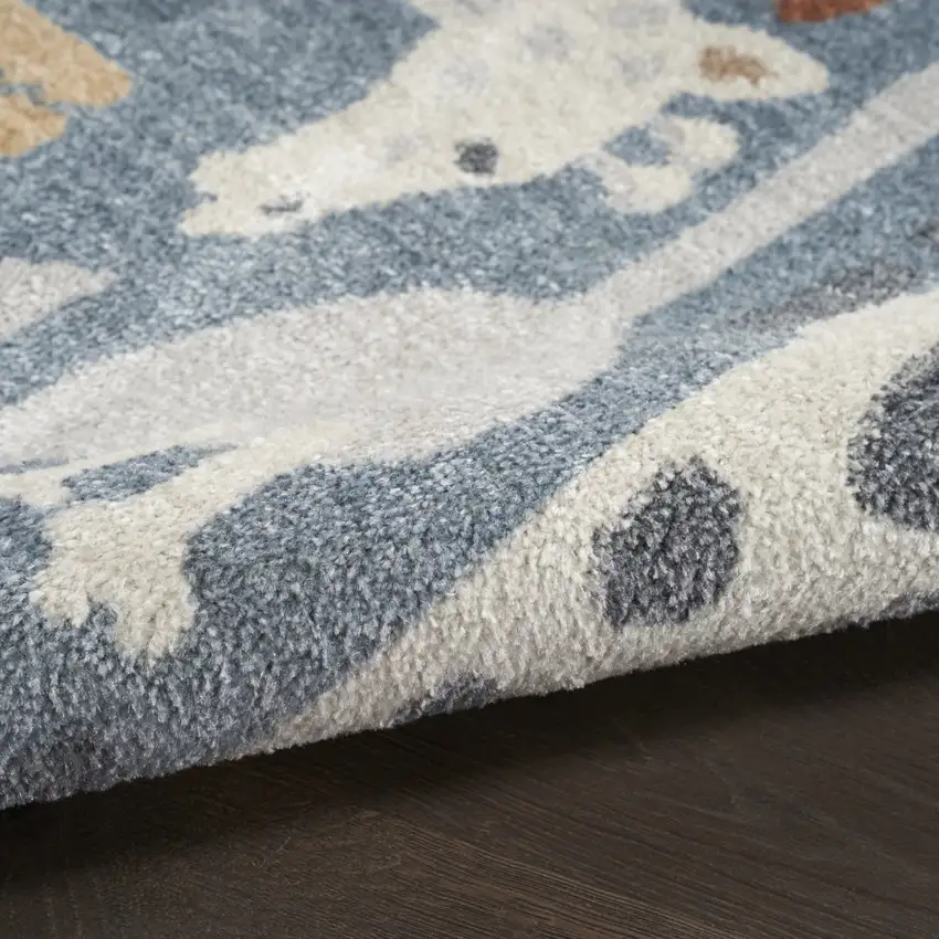 8' Blue Animal Print Round Rug Photo 7