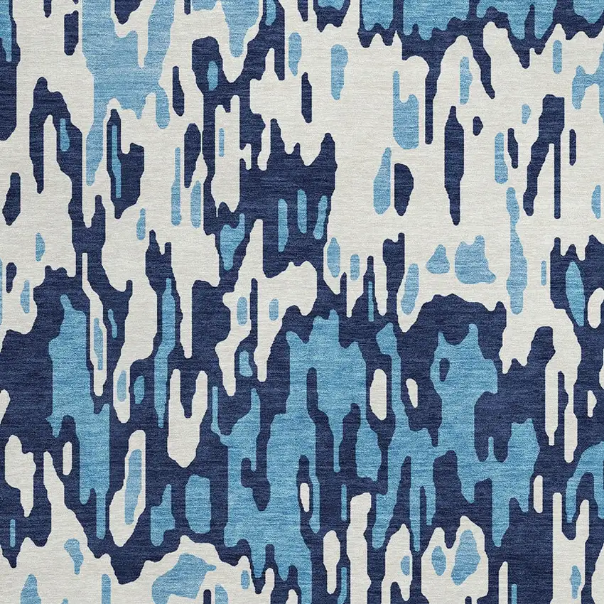 8' Blue Aqua And Ivory Round Striped Washable Indoor Outdoor Area Rug Photo 4
