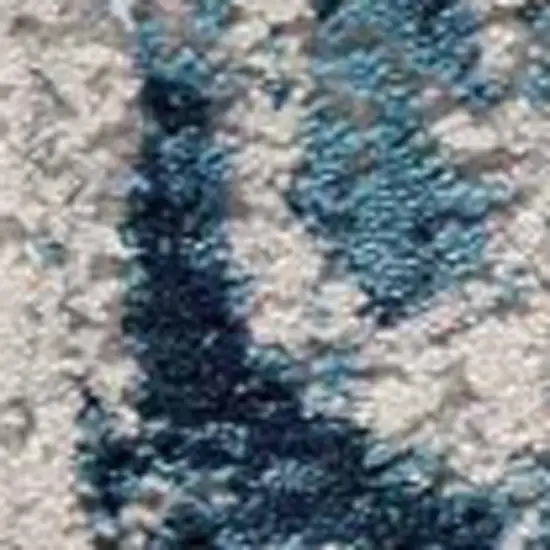9' Blue Beige And Gray Abstract Runner Rug Photo 4