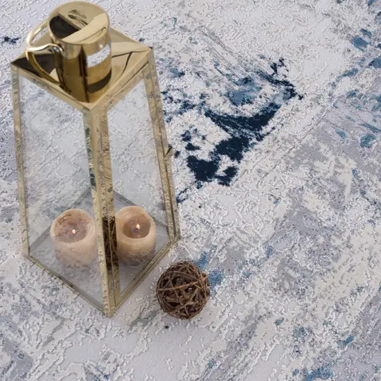 18' Blue Beige And Gray Abstract Runner Rug Photo 5