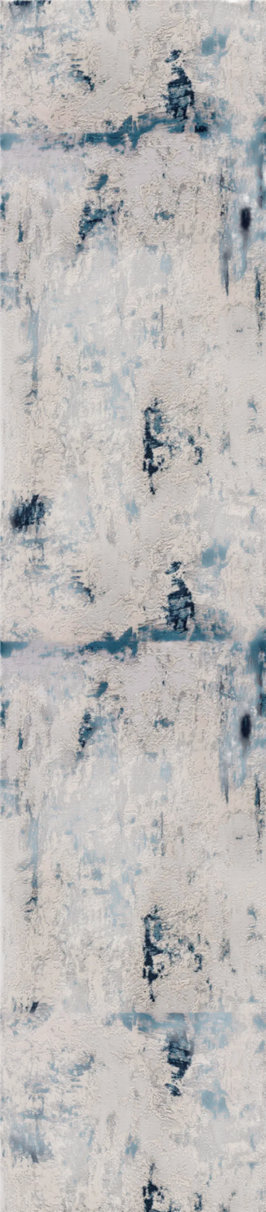 16' Blue Beige And Gray Abstract Runner Rug Photo 2
