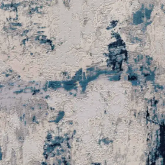 16' Blue Beige And Gray Abstract Runner Rug Photo 5