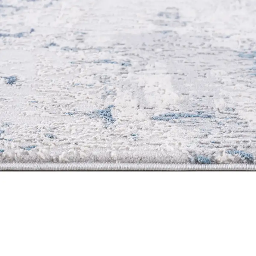 16' Blue Beige And Gray Abstract Runner Rug Photo 8