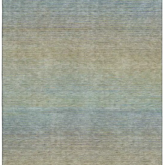 8' Blue Beige And Taupe Striped Washable Area Rug With UV Protection Photo 3