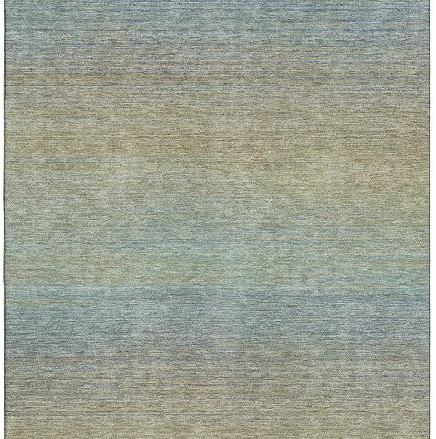 8' Blue Beige And Taupe Striped Washable Area Rug With UV Protection Photo 3