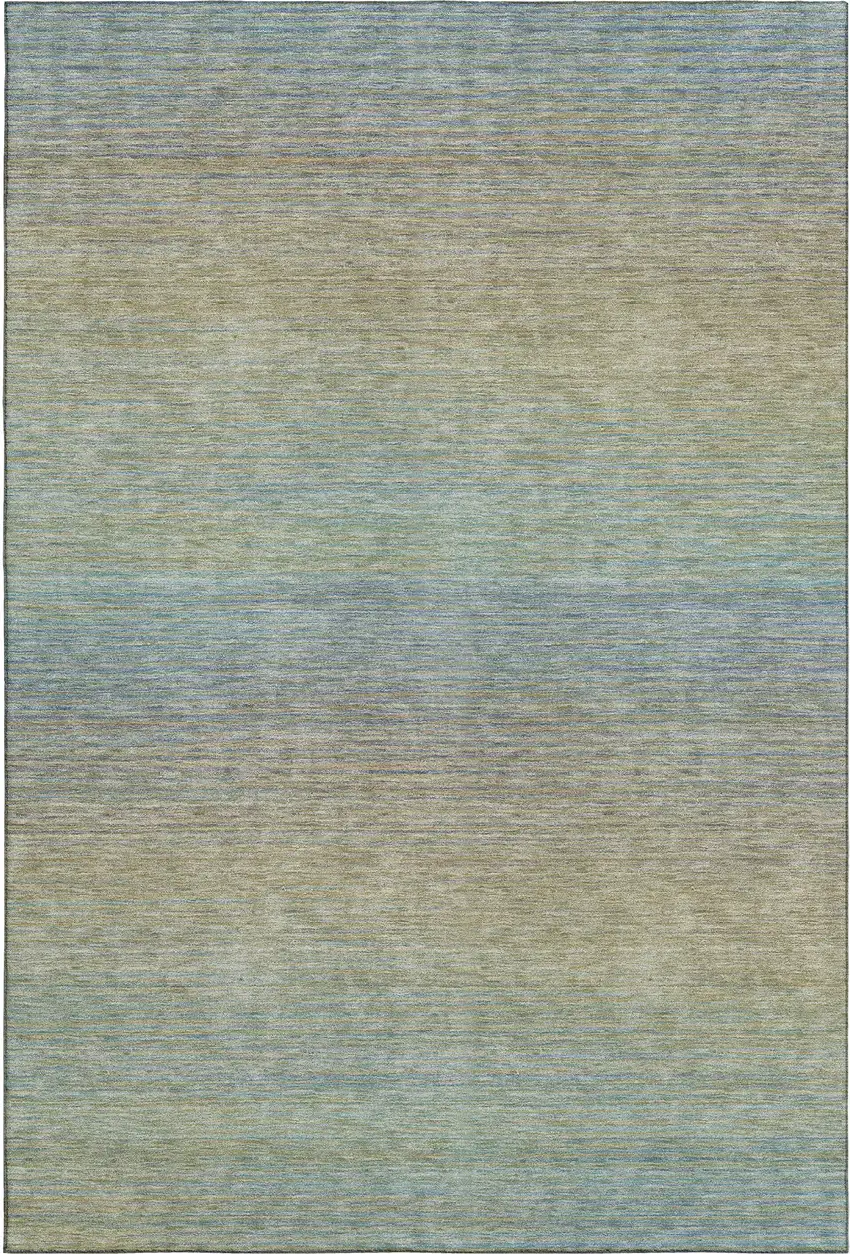 8' Blue Beige And Taupe Striped Washable Area Rug With UV Protection Photo 1