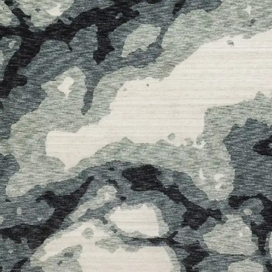 8' Blue Black And Ivory Abstract Runner Rug With Fringe Photo 7