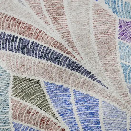 8' Blue Brown And Blush Geometric Washable Round Rug With UV Protection Photo 9