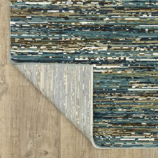 8' Blue Brown And Ivory Striped Runner Rug Photo 9
