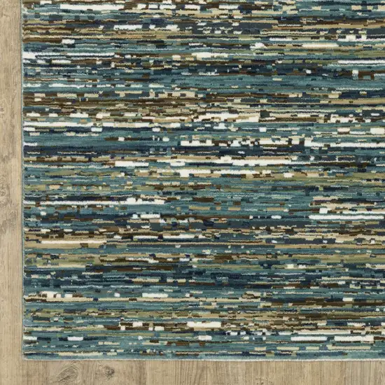 8' Blue Brown And Ivory Striped Runner Rug Photo 7