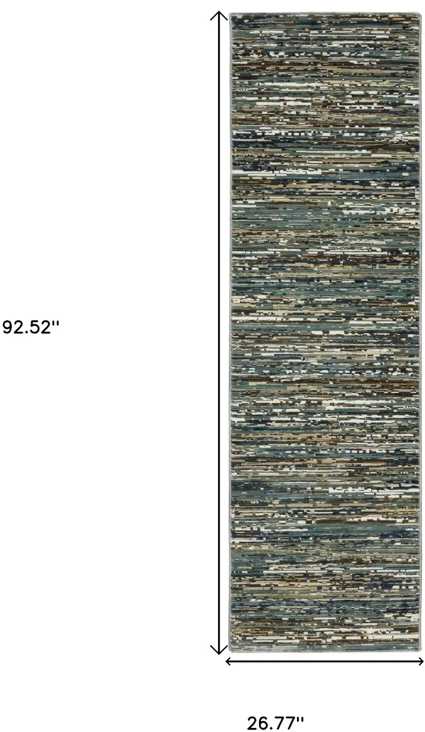 8' Blue Brown And Ivory Striped Runner Rug Photo 3