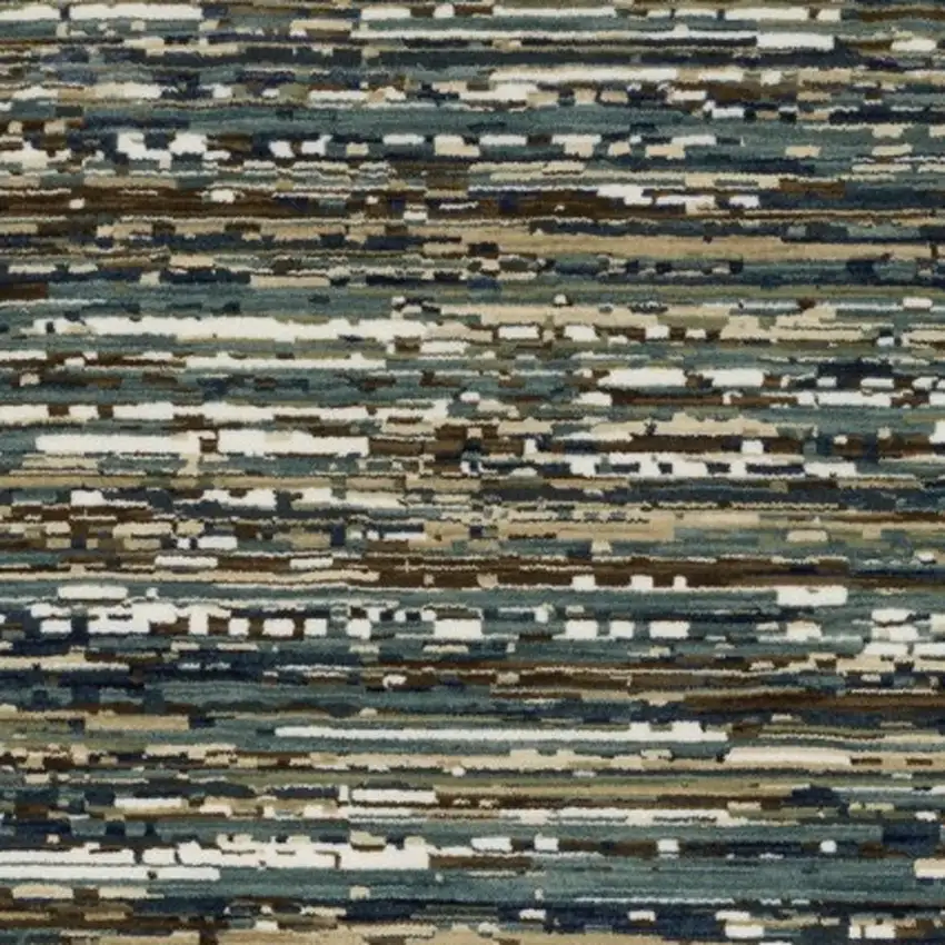 8' Blue Brown And Ivory Striped Runner Rug Photo 8