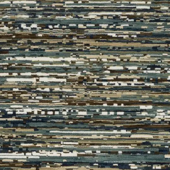 8' Blue Brown And Ivory Striped Runner Rug Photo 8
