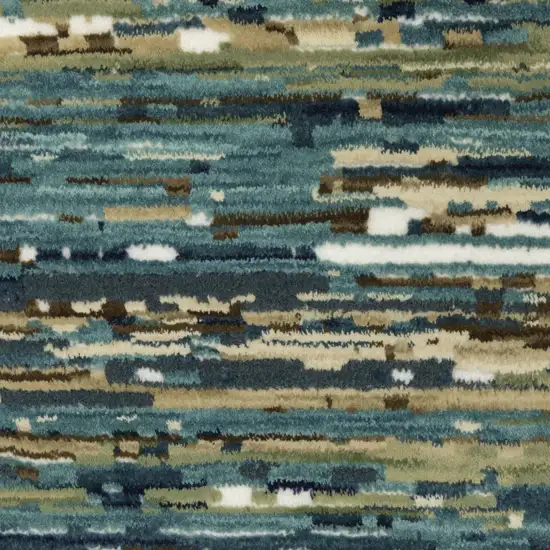 8' Blue Brown And Ivory Striped Runner Rug Photo 6