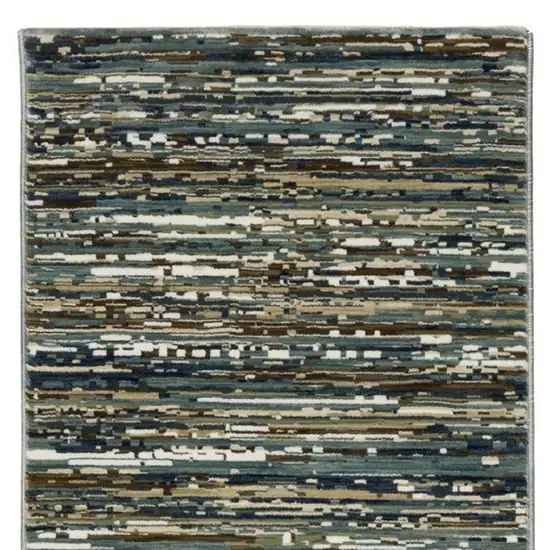 8' Blue Brown And Ivory Striped Runner Rug Photo 4