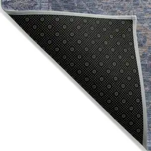 Photo of 8' Blue Brown And Purple Round Oriental Washable Indoor Outdoor Area Rug