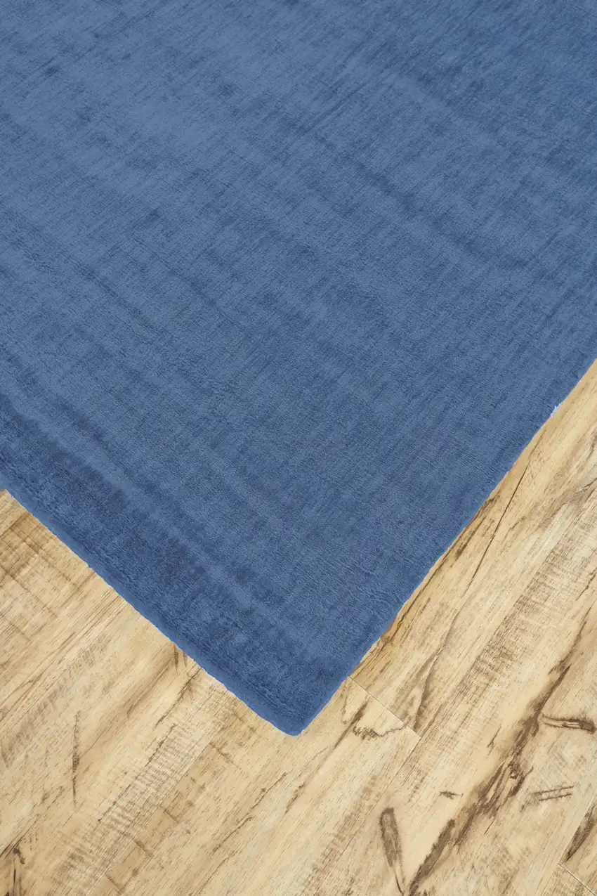 8' Blue Chevron Hand Woven Runner Rug Photo 5
