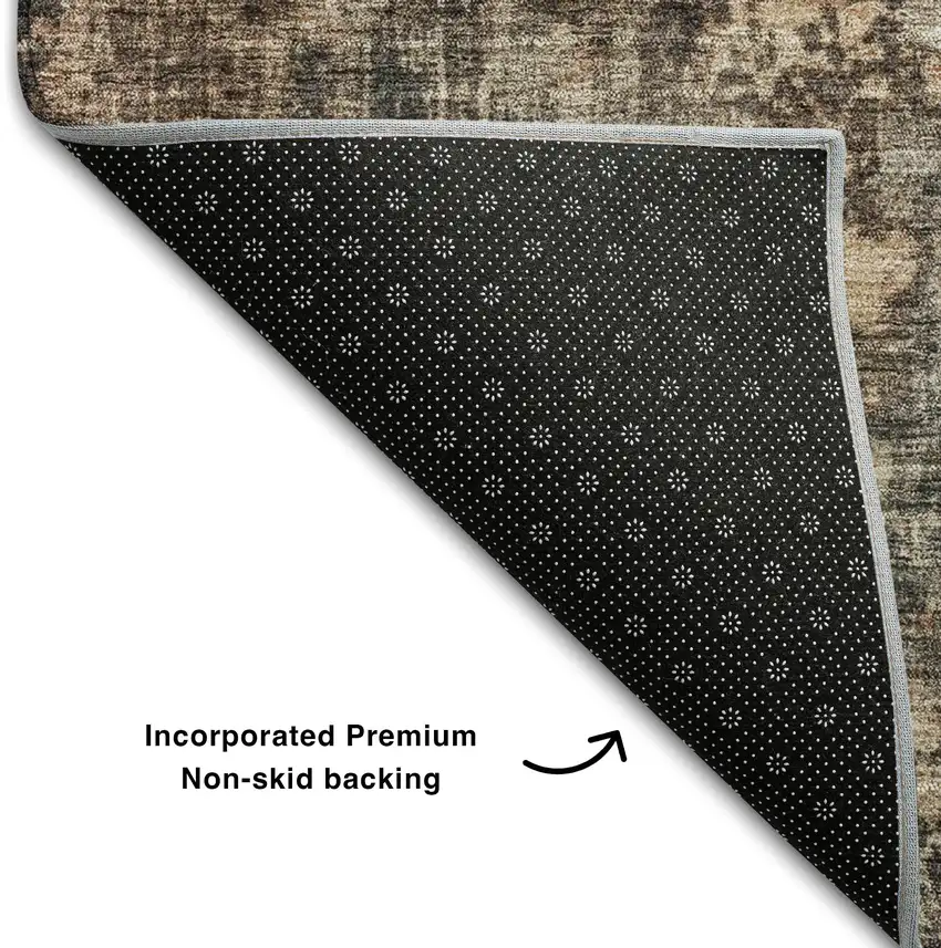 8' Blue Copper And Gray Abstract Washable Round Rug With UV Protection Photo 5