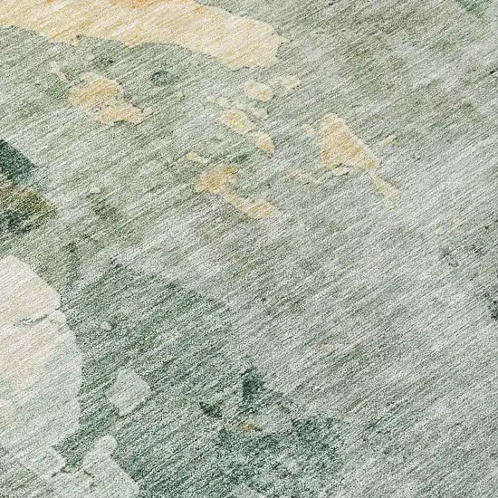 8' Blue Copper And Gray Round Abstract Washable Indoor Outdoor Area Rug Photo 8
