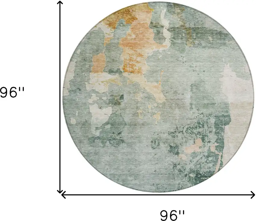 8' Blue Copper And Gray Round Abstract Washable Indoor Outdoor Area Rug Photo 3