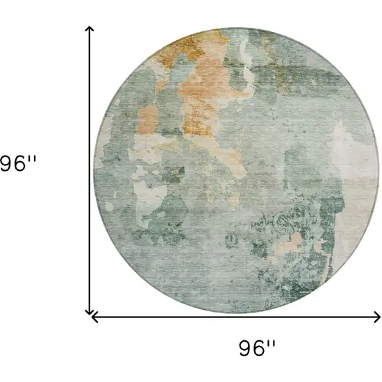 8' Blue Copper And Gray Round Abstract Washable Indoor Outdoor Area Rug Photo 3