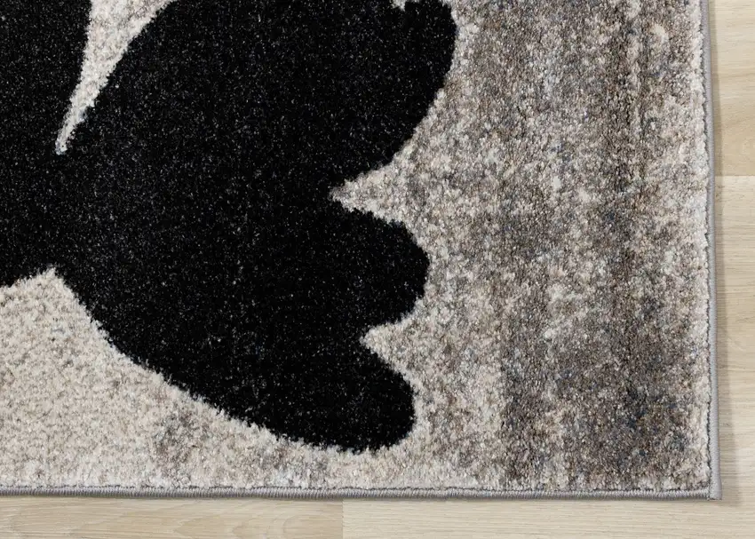 8' Blue Cream And Black Botanical Leaves Runner Rug Photo 8