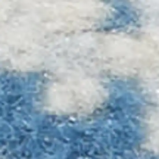 7' Blue Damask Power Loom Runner Rug Photo 1