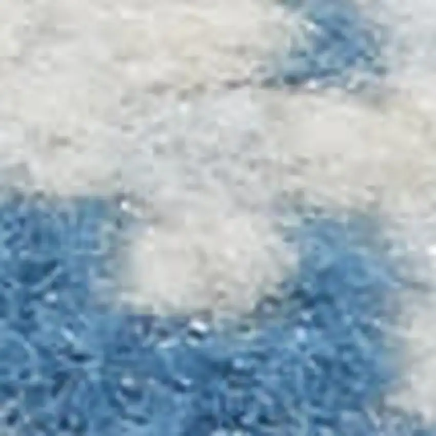 7' Blue Damask Power Loom Runner Rug Photo 1