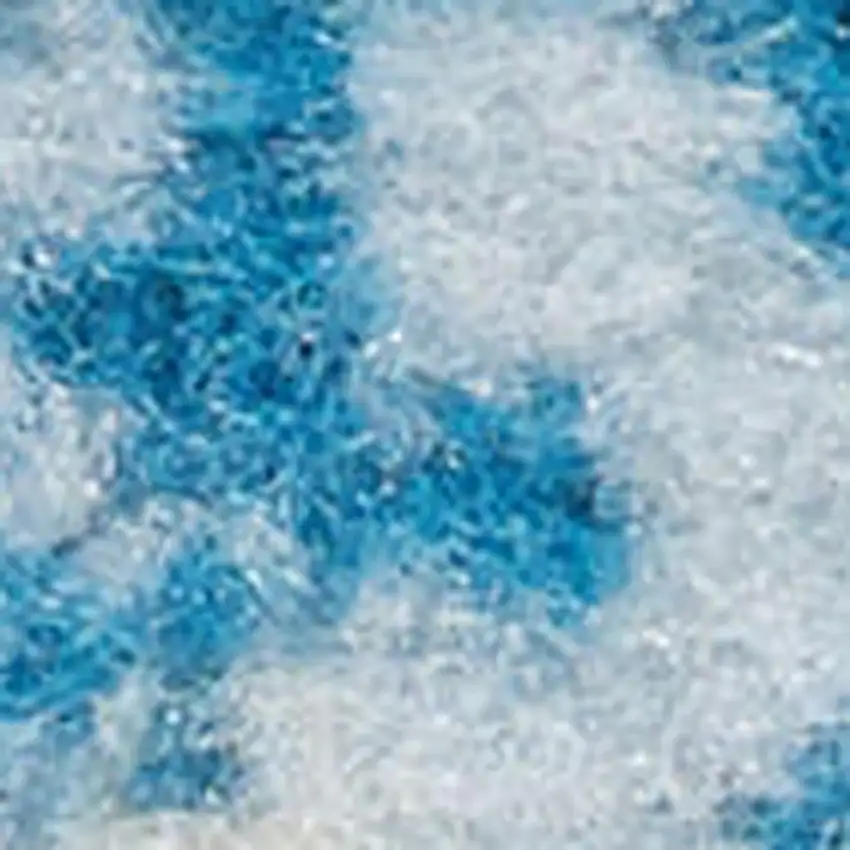 8' Blue Damask Power Loom Runner Rug Photo 1