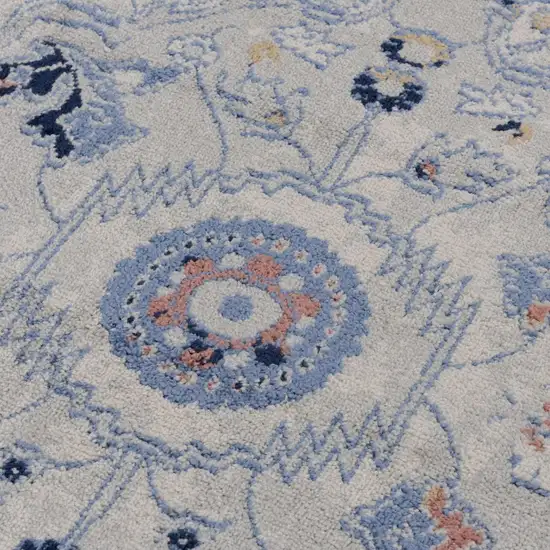 8' Blue Dark Blue Orange Yellow Black And Ivory Medallion Area Rug Photo 1