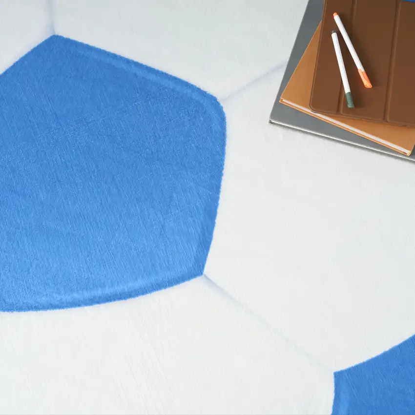 5' Blue Flatweave Round Rug Photo 9