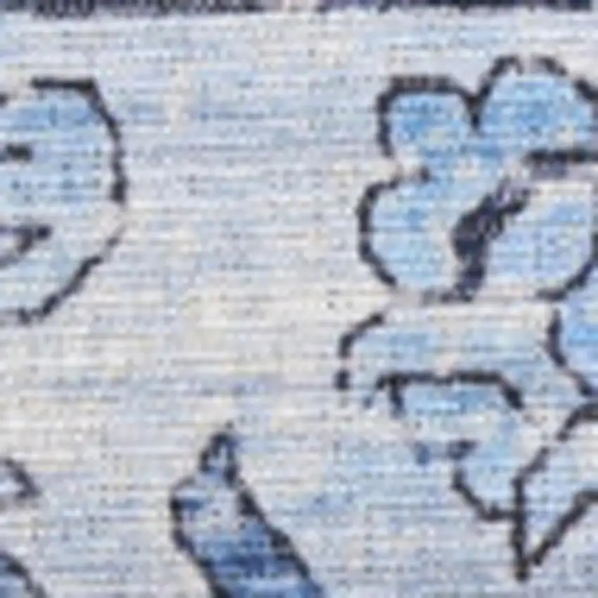 10' Blue Floral Distressed Runner Rug Photo 3