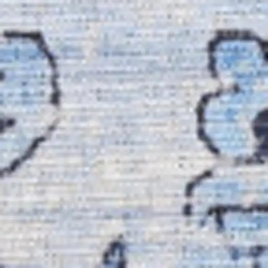 10' Blue Floral Distressed Runner Rug Photo 2