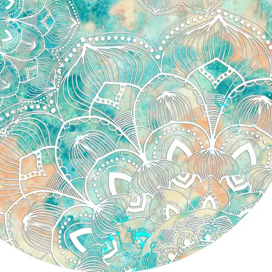 5' Blue Floral Flatweave Round Rug Photo 7