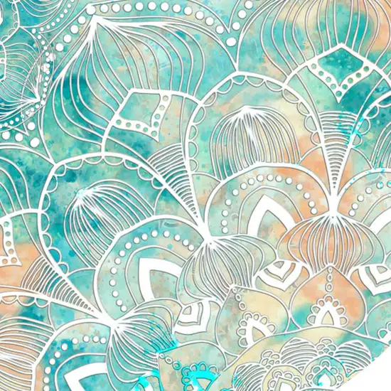 5' Blue Floral Flatweave Round Rug Photo 8