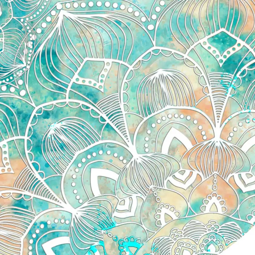 5' Blue Floral Flatweave Round Rug Photo 8
