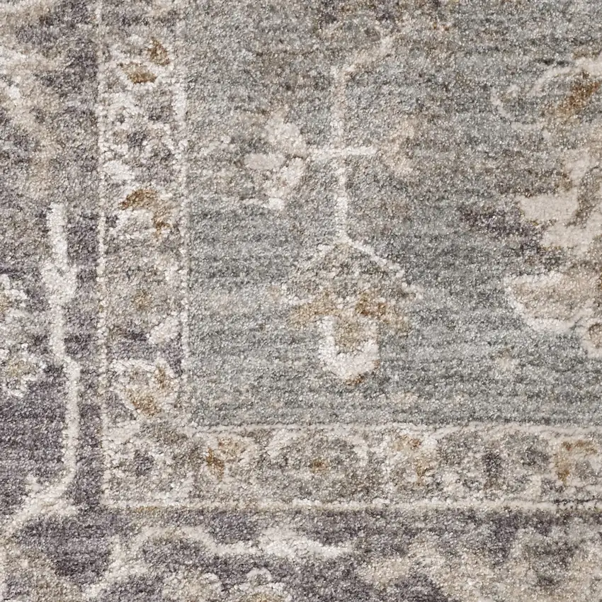 10' Blue Floral Power Loom Distressed Runner Rug Photo 9