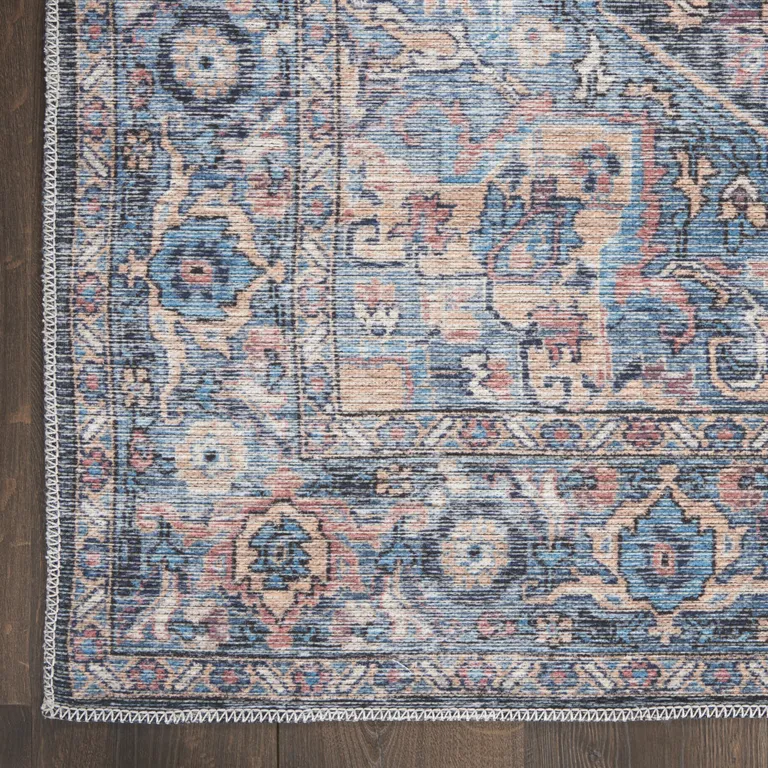10' Floral Power Loom Distressed Washable Runner Rug Photo 4