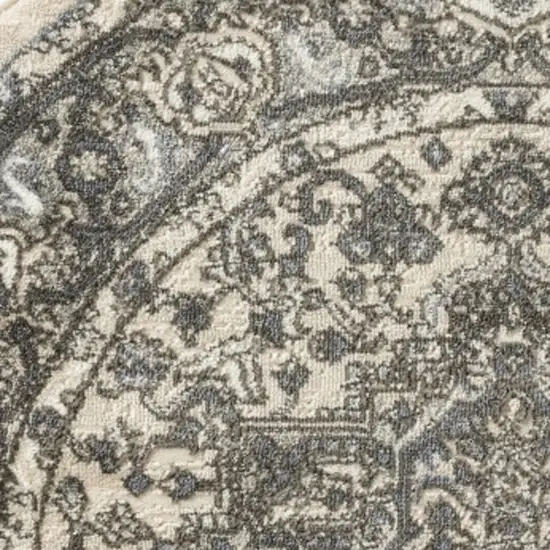 4' Blue Floral Power Loom Round Rug Photo 7