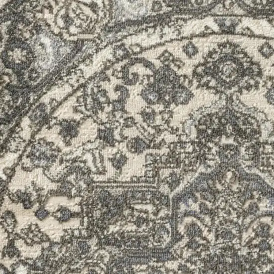 4' Blue Floral Power Loom Round Rug Photo 3