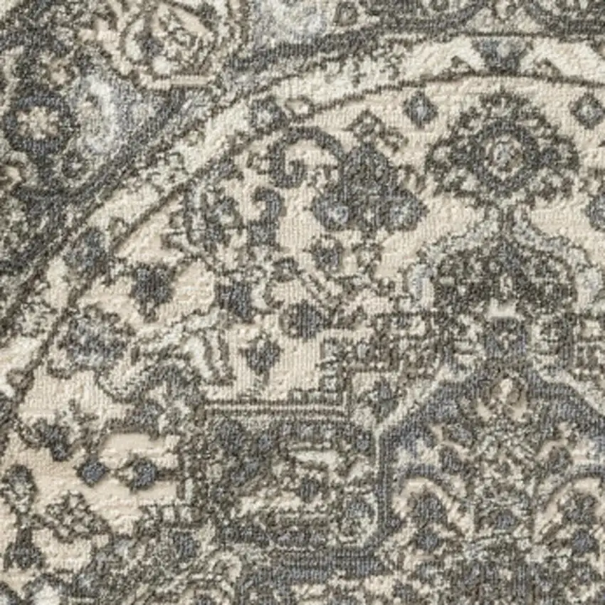 4' Blue Floral Power Loom Round Rug Photo 3