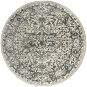 Photo of 8' Blue Floral Power Loom Round Rug