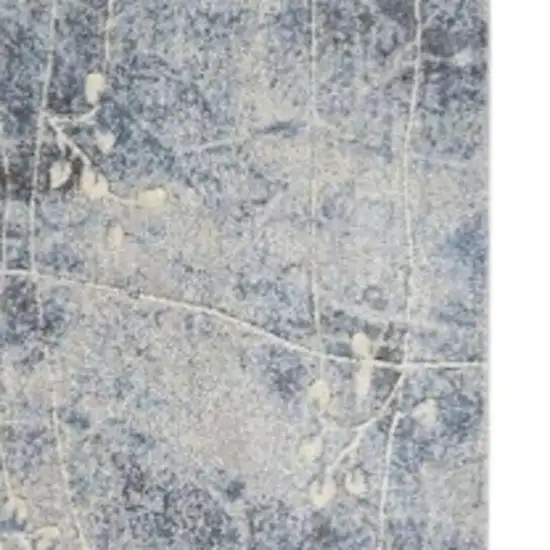 10' Blue Floral Power Loom Runner Rug Photo 3