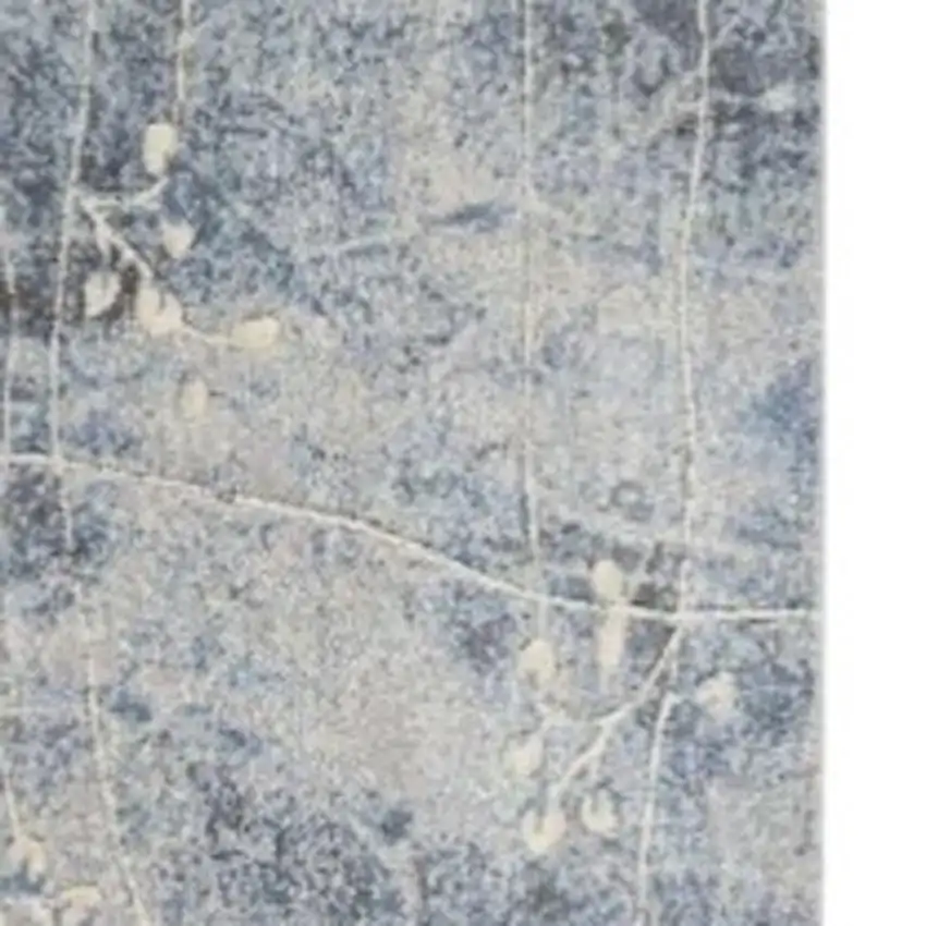 10' Blue Floral Power Loom Runner Rug Photo 3