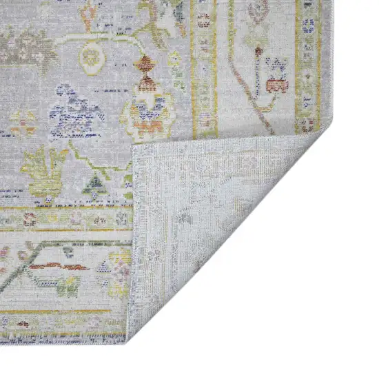 8' Blue Floral Power Loom Runner Rug Photo 7