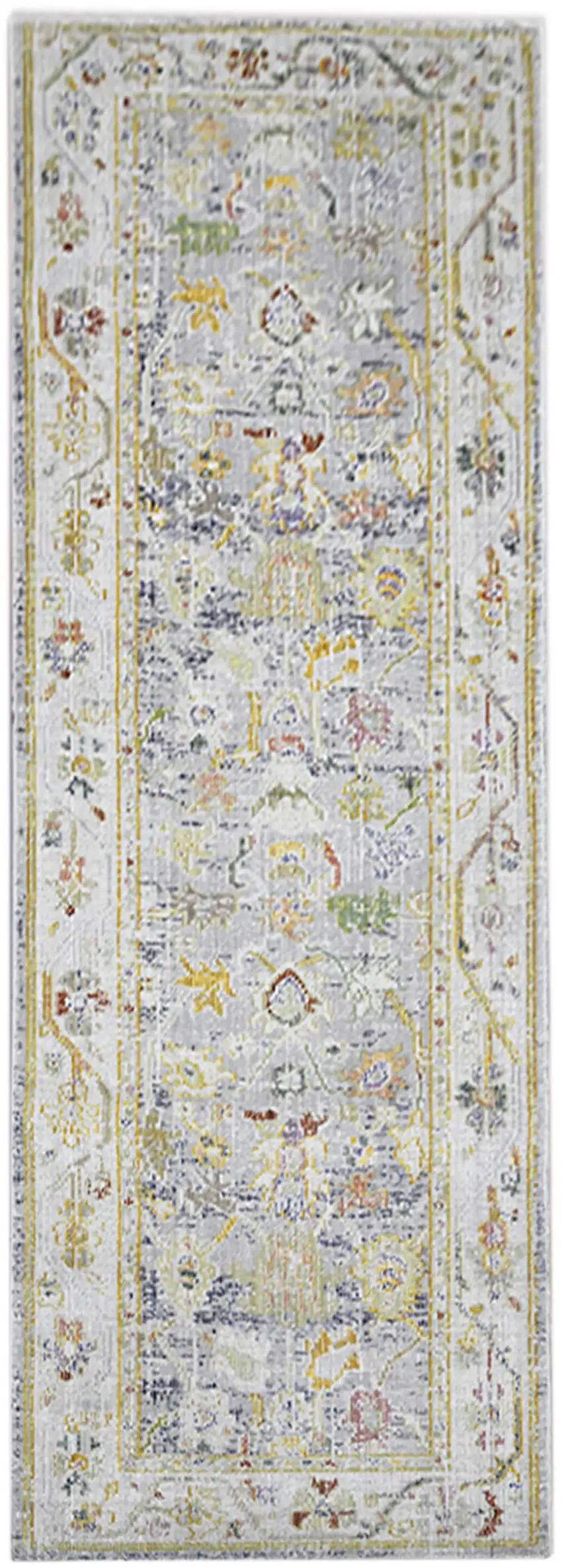 8' Blue Floral Power Loom Runner Rug Photo 1