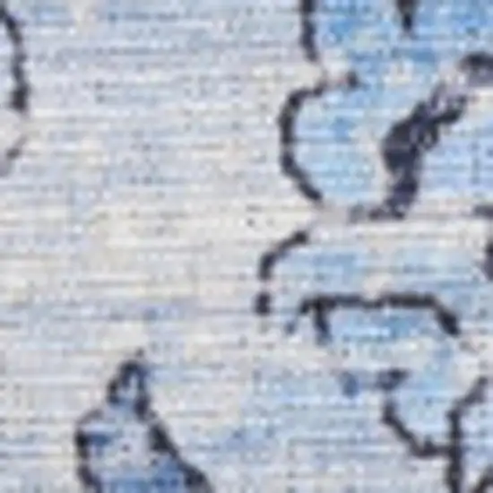 8' Blue Floral Power Loom Worn Faded Non Skid Runner Rug Photo 2