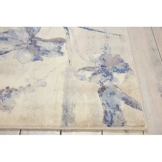 6' Blue Floral Runner Rug Photo 9
